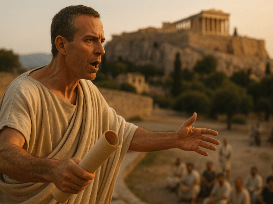 Portrait imaginaire de l'orateur athénien Démosthène, plus grand maître de l'éloquence grecque et défenseur de l'indépendance d'Athènes