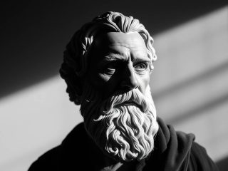 Anaxagore de Clazomènes (vers 500-428 av. J.-C.) : Le philosophe de l'Intelligence cosmique 39 Portrait imaginaire du philosophe présocratique Anaxagore de Clazomènes, penseur de l'Intelligence cosmique et de la théorie des homéoméries. Cette image est fictive et ne représente pas le personnage historique réel.