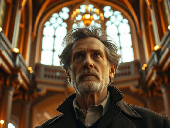 Portrait imaginaire du philosophe danois Søren Kierkegaard, précurseur de l'existentialisme et penseur de l'angoisse chrétienne - image fictive ne représentant pas le personnage historique réel.