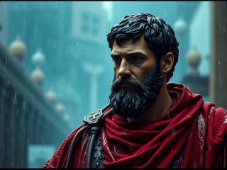 Marc Aurèle (121-180) : L'empereur philosophe et sage stoïcien 231 Portrait imaginaire de l'empereur romain Marc Aurèle, philosophe stoïcien et auteur des Pensées pour moi-même - image fictive ne représentant pas le personnage historique réel.