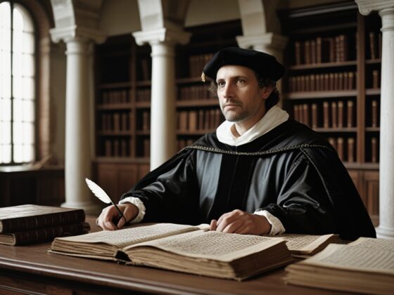 Portrait imaginaire d'Agostino Nifo, philosophe de la Renaissance italienne - cette représentation fictive ne correspond pas au personnage historique réel