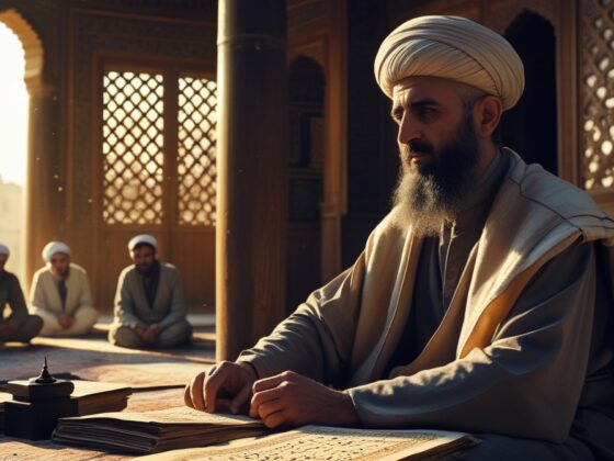 Image fictive de Nasir al-Din al-Tusi, précisant qu’elle ne le représente pas réellement