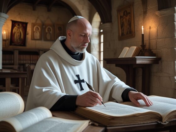 Image fictive d’Alain de Lille, précisant qu’elle ne le représente pas réellement