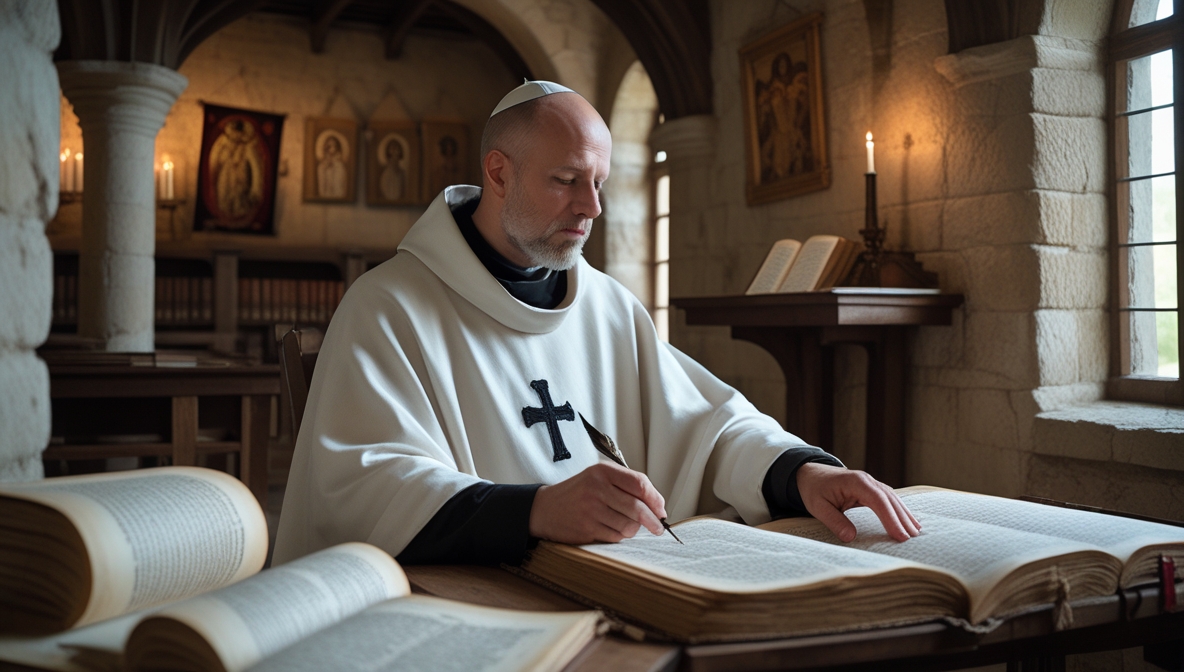 Image fictive d’Alain de Lille, précisant qu’elle ne le représente pas réellement