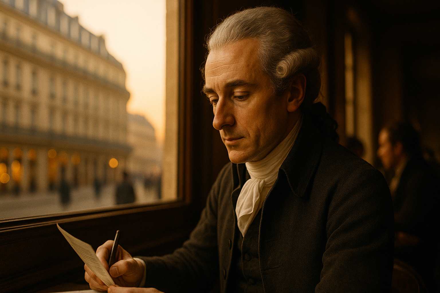 Image fictive et imaginaire de Nicolas de Condorcet, philosophe des Lumières, ne représentant pas le personnage historique réel