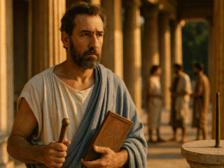 Eudoxe de Cnide (408-355 av. J.-C.) : La mathématisation du cosmos 117 Représentation imaginaire d'Eudoxe de Cnide, mathématicien et astronome grec antique - cette image fictive ne représente pas le personnage réel