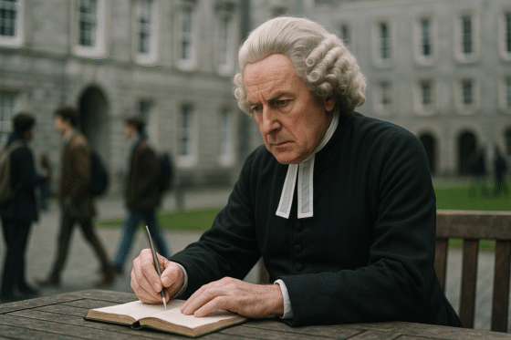 Image fictive et imaginaire représentant George Berkeley, évêque et philosophe irlandais du XVIIIᵉ siècle, ne correspondant pas à son apparence réelle
