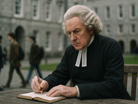 Image fictive et imaginaire représentant George Berkeley, évêque et philosophe irlandais du XVIIIᵉ siècle, ne correspondant pas à son apparence réelle