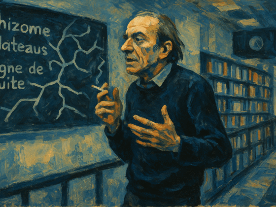 Portrait imaginaire de Gilles Deleuze, philosophe français du XXe siècle - cette image fictive ne représente pas le philosophe réel