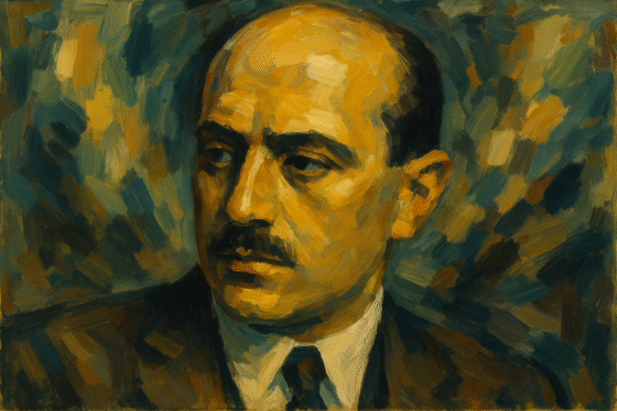 Portrait imaginaire de Hans Kelsen, juriste et philosophe du droit autrichien. Cette image fictive ne représente pas réellement le personnage.