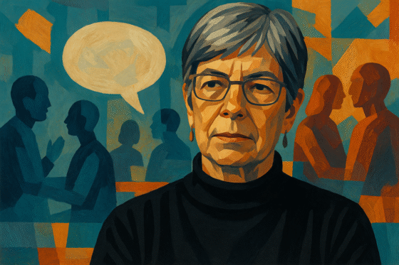 Image fictive et imaginaire d'Helen Longino, philosophe des sciences - cette représentation ne correspond pas à la philosophe réelle