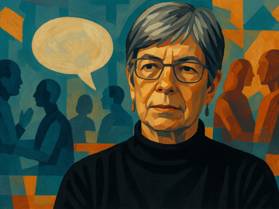 Image fictive et imaginaire d'Helen Longino, philosophe des sciences - cette représentation ne correspond pas à la philosophe réelle