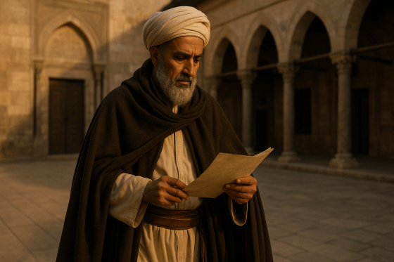 Portrait imaginaire d'Ibn Khaldûn, historien et sociologue arabo-musulman fondateur de la science sociale - image fictive ne représentant pas le personnage réel
