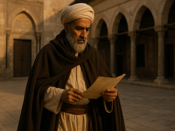 Portrait imaginaire d'Ibn Khaldûn, historien et sociologue arabo-musulman fondateur de la science sociale - image fictive ne représentant pas le personnage réel
