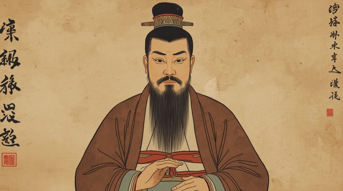 Portrait imaginaire de Lu Jiuyuan, philosophe néoconfucéen chinois du XIIe siècle. Cette représentation fictive ne correspond pas à l'apparence réelle du philosophe