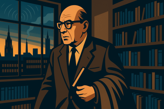 Image fictive et imaginaire représentant Max Horkheimer, philosophe allemand et théoricien critique du XXᵉ siècle, ne correspondant pas à son apparence réelle
