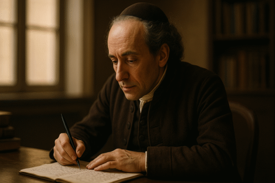 Image fictive et imaginaire représentant Moses Mendelssohn, philosophe juif allemand des Lumières, ne correspondant pas à son apparence réelle