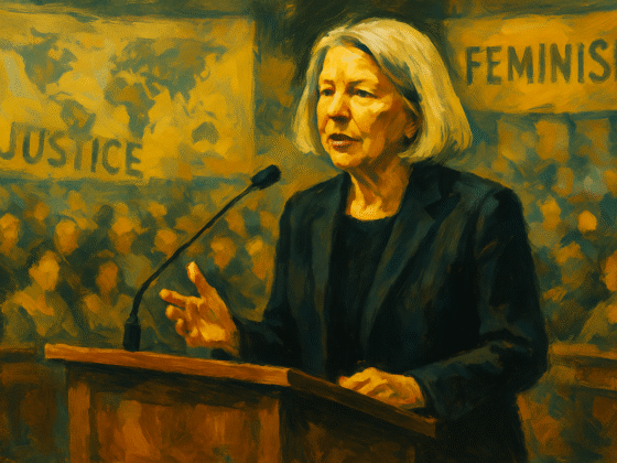 Portrait imaginaire de Nancy Fraser, philosophe politique américaine contemporaine - cette image fictive ne représente pas réellement la philosophe