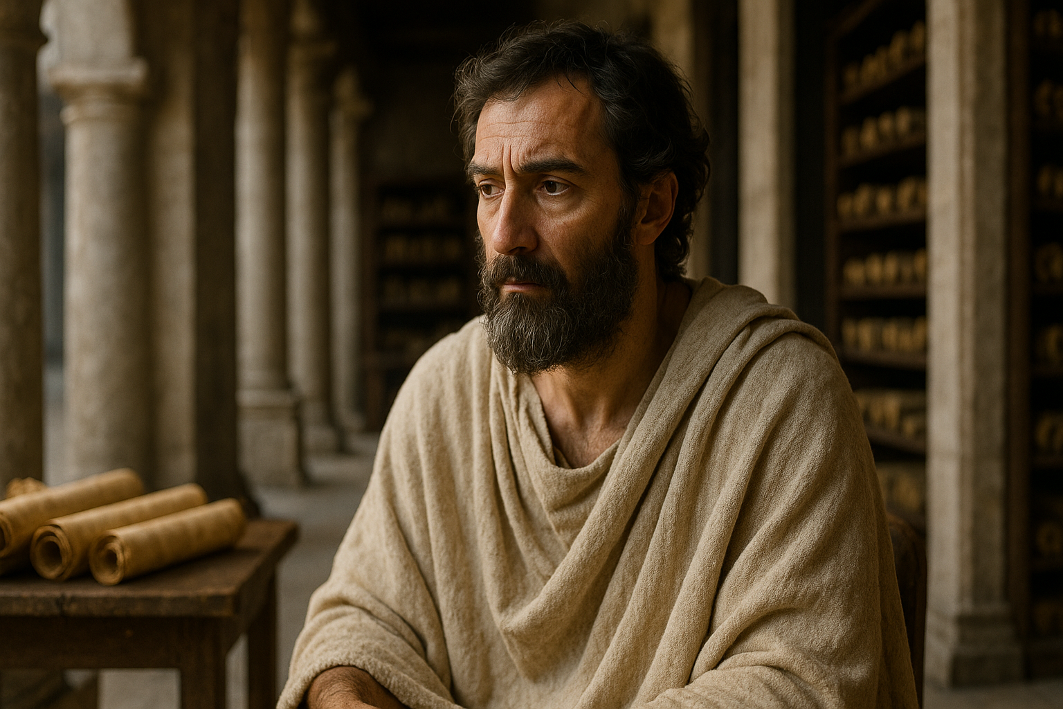 Porphyre de Tyr, basé sur sa biographie philosophique, dans une image conceptuelle imaginaire et non une représentation réelle.