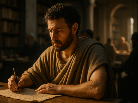 Portrait imaginaire de Proclus, philosophe néoplatonicien du Ve siècle - cette représentation fictive ne correspond pas au personnage historique réel