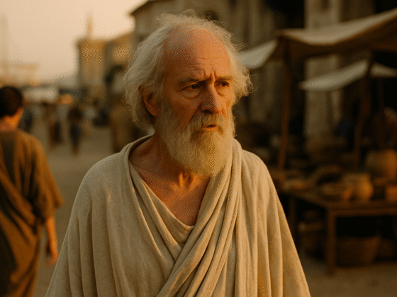 Pyrrhon d'Élis, basé sur le sujet de l'article, dans une image imaginaire qui n'est pas une représentation réelle.