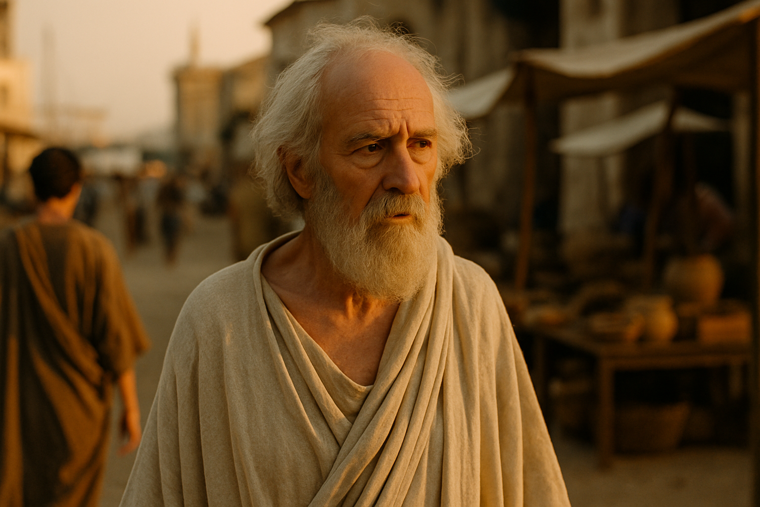 Pyrrhon d'Élis, basé sur le sujet de l'article, dans une image imaginaire qui n'est pas une représentation réelle.