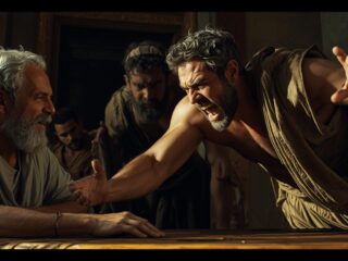 Thrasymaque (env. 459 – env. 400 av. J.-C.) : La justice et l'intérêt du plus fort 339 Représentation conceptuelle de Thrasymaque discutant de la justice et du pouvoir. L'image est une interprétation artistique et non un portrait historique.