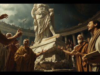 Timon de Phlionte (c. 320 – c. 235 av. J.-C.) : Le poète du scepticisme pyrrhonien 340 Portrait conceptuel et imaginaire de Timon de Phlionte, philosophe sceptique grec, illustrant la suspension du jugement et la critique des dogmes.