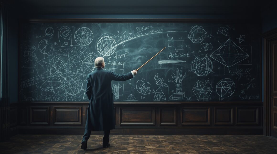 Image de William Whewell en train de dessiner sur un tableau