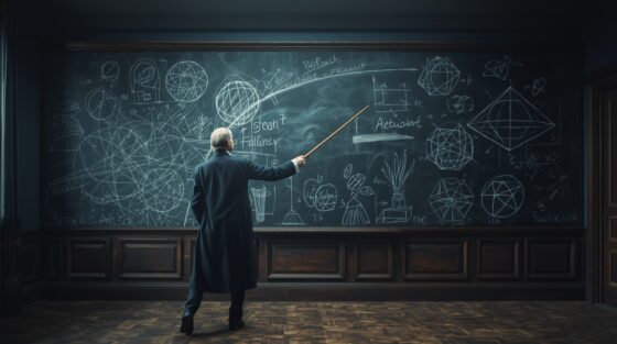 Image de William Whewell en train de dessiner sur un tableau