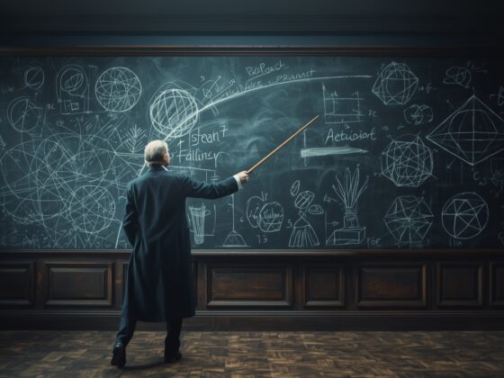 Image de William Whewell en train de dessiner sur un tableau