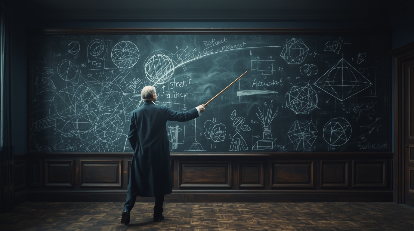 Image de William Whewell en train de dessiner sur un tableau