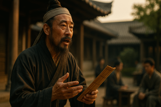 Image fictive et imaginaire de Xun Zi, philosophe confucéen chinois, ne représentant pas le personnage historique réel