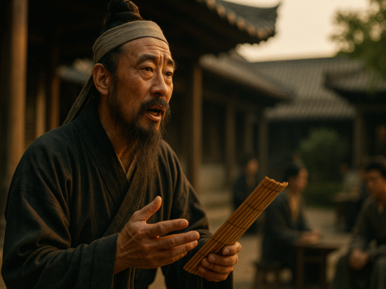 Image fictive et imaginaire de Xun Zi, philosophe confucéen chinois, ne représentant pas le personnage historique réel