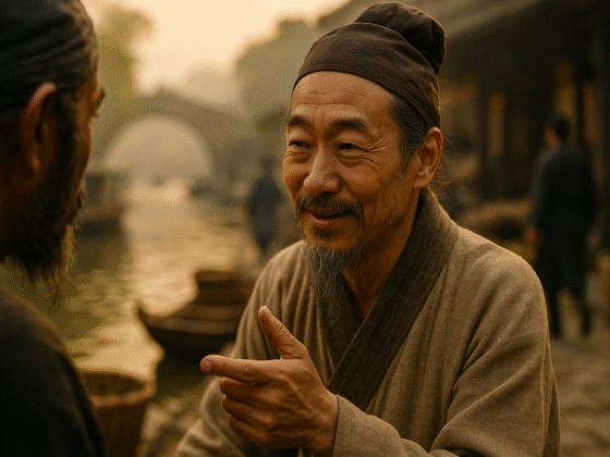 Représentation fictive et imaginaire de Zhuangzi, philosophe taoïste chinois, qui ne correspond pas à son apparence réelle