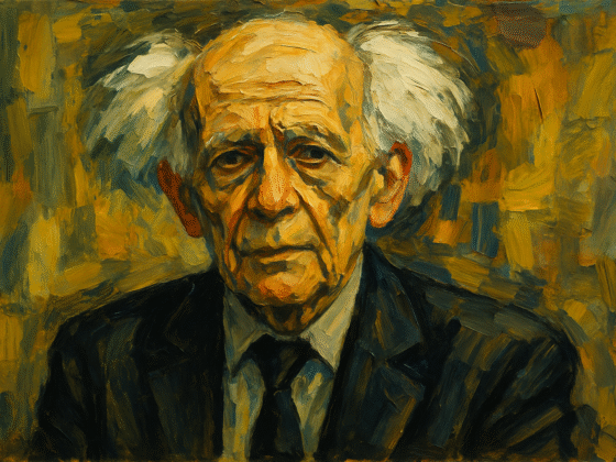 Portrait imaginaire de Zygmunt Bauman, sociologue et philosophe polonais. Cette image fictive ne représente pas réellement le personnage.