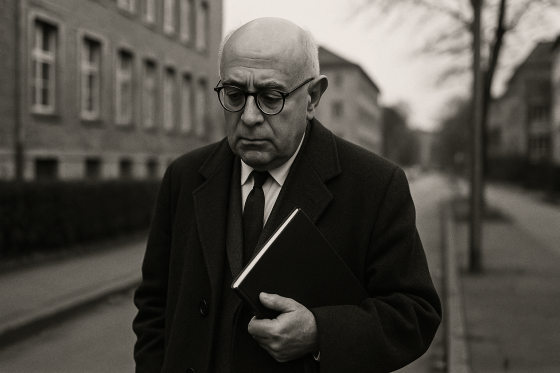 Portrait imaginaire de Theodor W. Adorno, philosophe et sociologue allemand, figure majeure de l'École de Francfort et théoricien de la dialectique négative