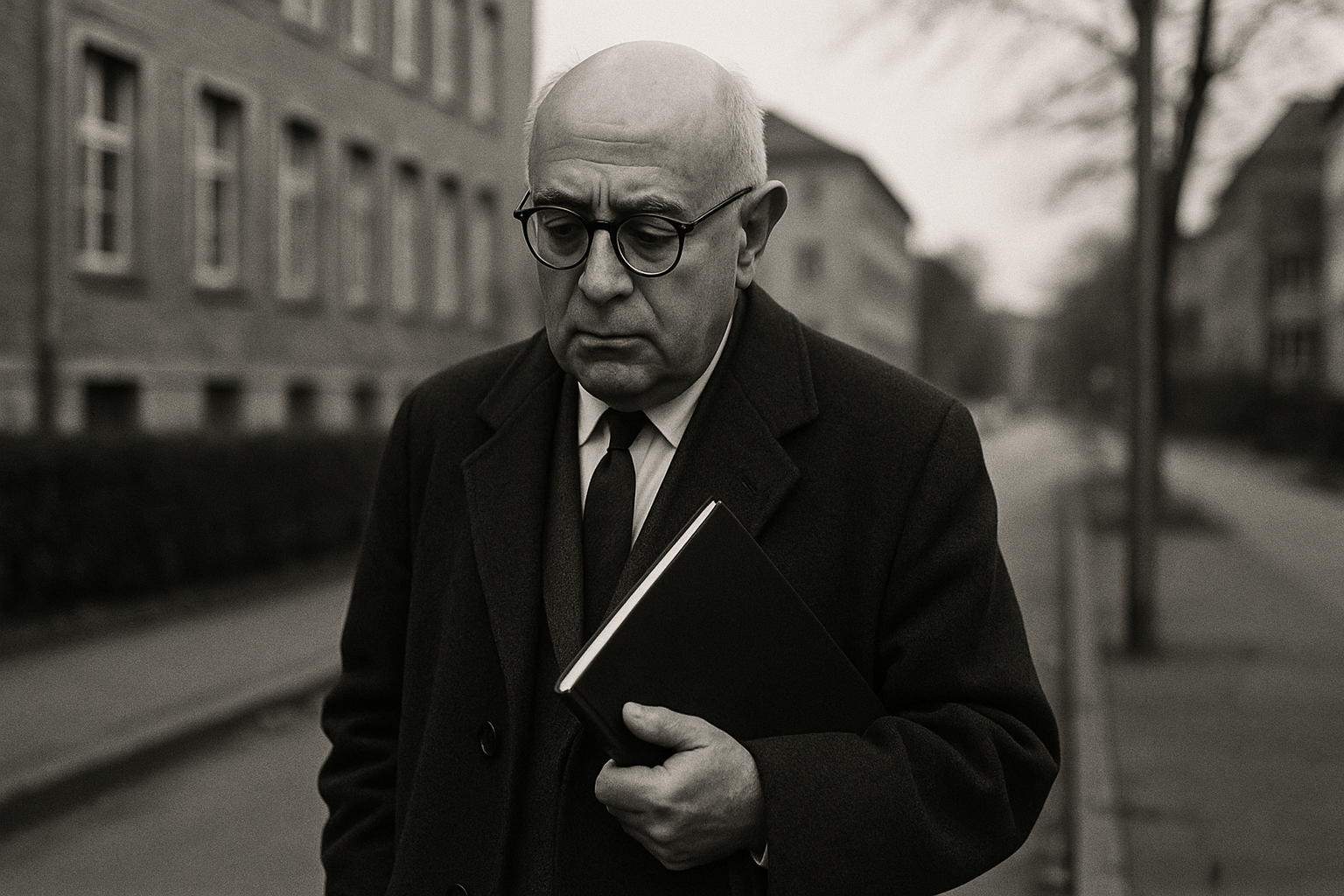 Portrait imaginaire de Theodor W. Adorno, philosophe et sociologue allemand, figure majeure de l'École de Francfort et théoricien de la dialectique négative