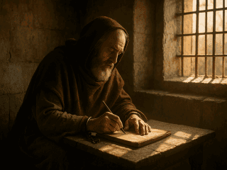 Boèce (vers 480-524) : Le dernier Romain, transmetteur de la sagesse antique 59 Portrait imaginaire de Boèce, philosophe et homme d'État romain, auteur de la Consolation de Philosophie - image fictive ne représentant pas le personnage historique réel.