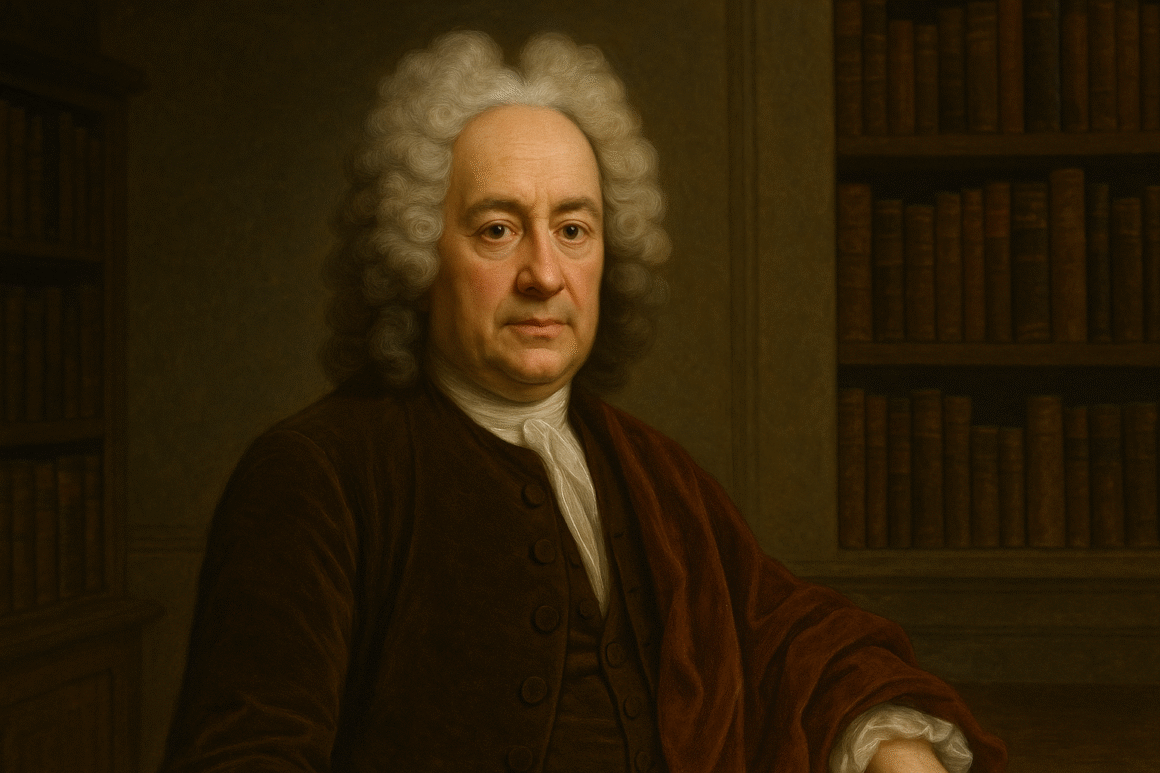 Portrait imaginaire de Christian Wolff, philosophe allemand des Lumières – cette représentation fictive ne constitue pas un portrait historique réel du personnage