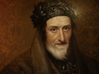 Dante Alighieri (1265-1321) : le poète-philosophe de la condition humaine et du salut 84 Portrait imaginaire de Dante Alighieri, poète et philosophe florentin auteur de la Divine Comédie - image fictive ne représentant pas le personnage réel