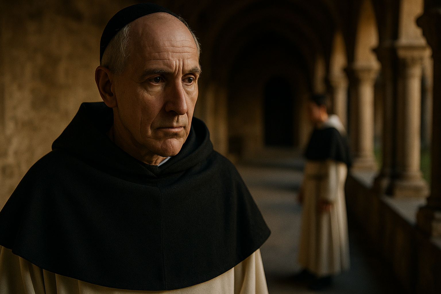 Portrait médiéval fictif d'un théologien dominicain en habit noir et blanc, ne représentant pas réellement Maître Eckhart