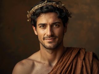 Épicure (341-270 av. J.-C.) : Le philosophe du plaisir et maître de l'ataraxie 111 Portrait imaginaire du philosophe Épicure, fondateur de l'épicurisme et théoricien du plaisir raisonnable - image fictive ne représentant pas le personnage historique réel.