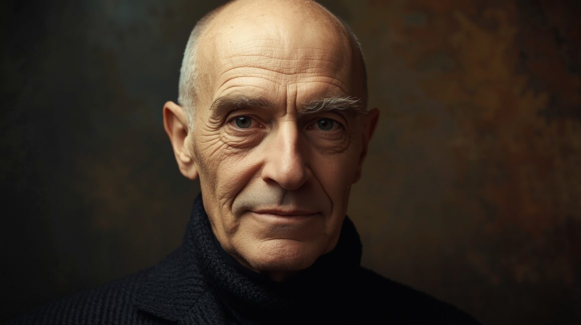 Portrait imaginaire du philosophe français Michel Foucault, penseur des rapports entre savoir et pouvoir et analyste des dispositifs disciplinaires. Cette image est fictive et ne représente pas le personnage historique réel.