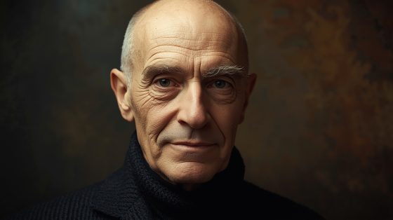 Portrait imaginaire du philosophe français Michel Foucault, penseur des rapports entre savoir et pouvoir et analyste des dispositifs disciplinaires. Cette image est fictive et ne représente pas le personnage historique réel.