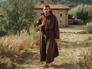 Saint François d'Assise (c. 1181/1182-1226) : L'imitation du Christ et la fraternité universelle 309 Image fictive de Saint François d'Assise, précisant qu’elle ne le représente pas réellement