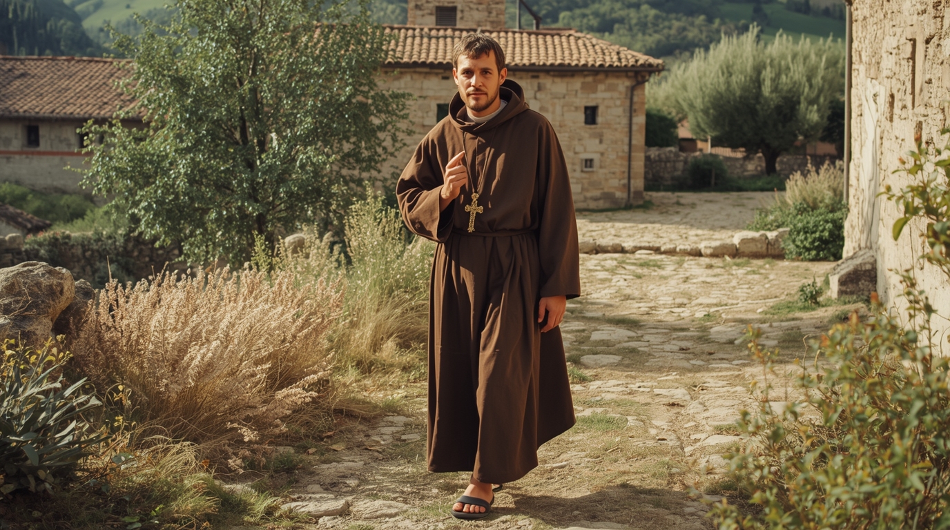 Image fictive de Saint François d'Assise, précisant qu’elle ne le représente pas réellement