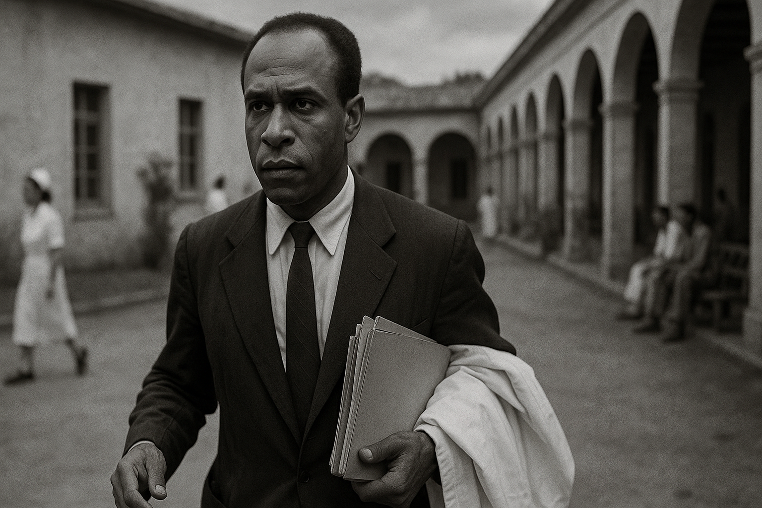 Portrait imaginaire de Frantz Fanon, psychiatre et philosophe anticolonialiste martiniquais - cette image fictive ne représente pas le personnage réel