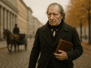 Georg Wilhelm Friedrich Hegel (1770-1831) : architecte de la dialectique et penseur de l'Esprit absolu 138 Portrait imaginaire du philosophe Georg Wilhelm Friedrich Hegel, maître de la dialectique et théoricien de l'Esprit absolu - image fictive ne représentant pas le personnage historique réel.