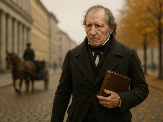Portrait imaginaire du philosophe Georg Wilhelm Friedrich Hegel, maître de la dialectique et théoricien de l'Esprit absolu - image fictive ne représentant pas le personnage historique réel.